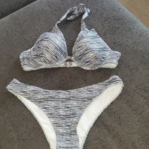 Grey striped bikini